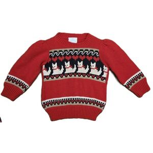 Vintage The Children's Hour Girls Red‎ Cat Sweater Size 2T